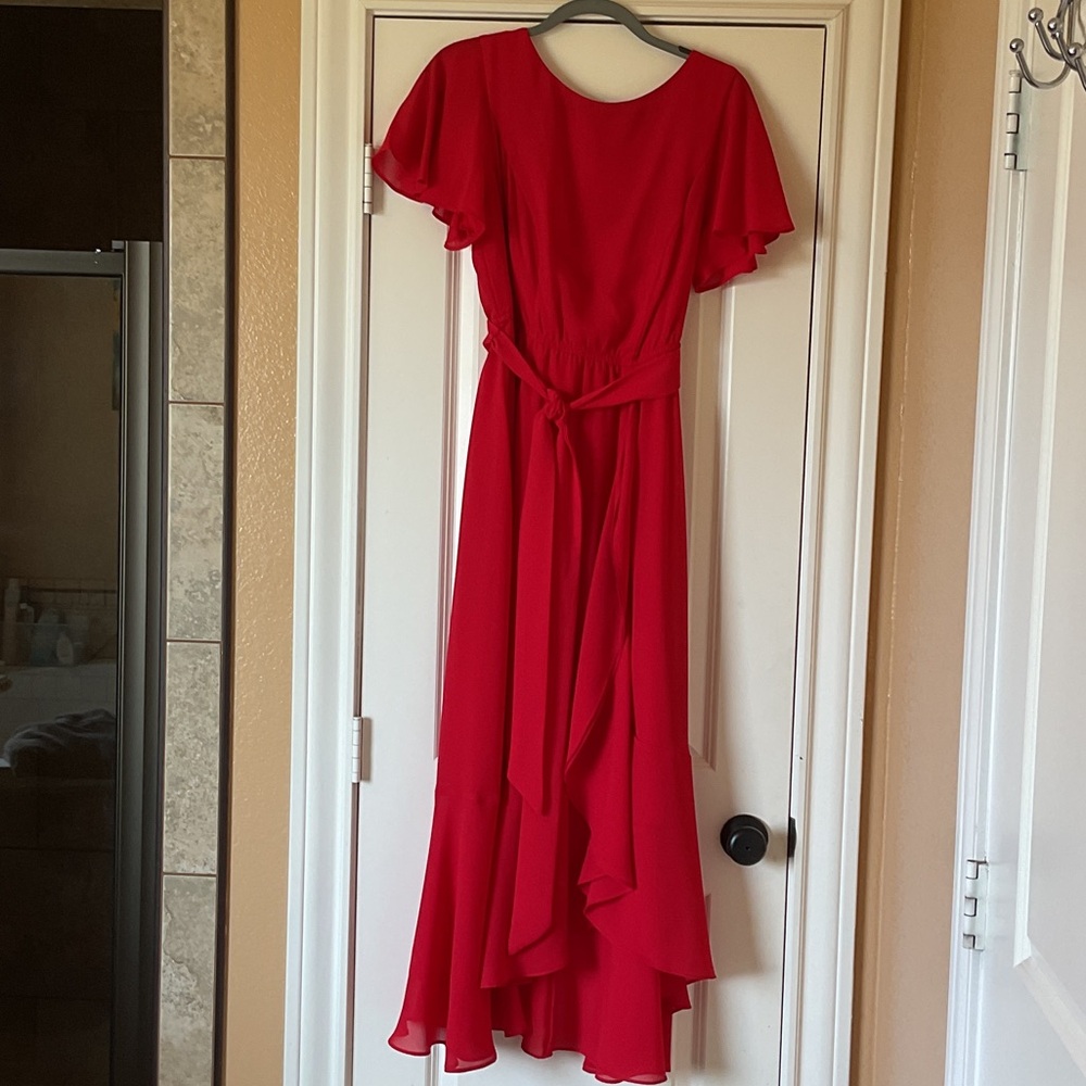 Lane Bryant Red High Low Dress with Flutter Sleeves